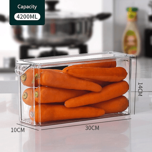 Transparent Refrigerator Storage Box | Large Plastic Food Container for Vegetables, Fruits, and Kitchen Organization