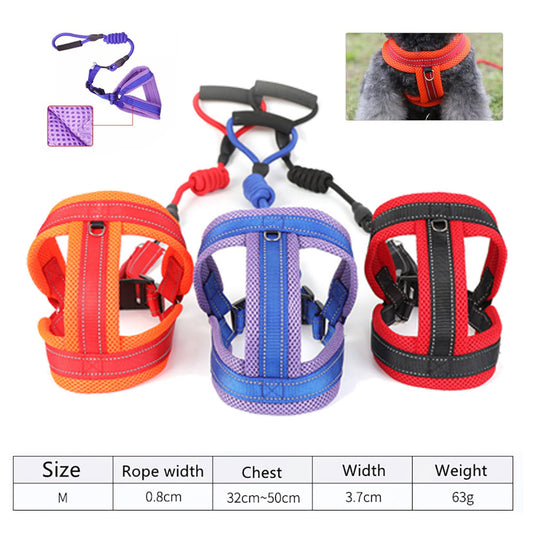 Adjustable No-Pull Dog Harness with Leash – Reflective Soft Mesh Pet Vest for Small & Medium Dogs