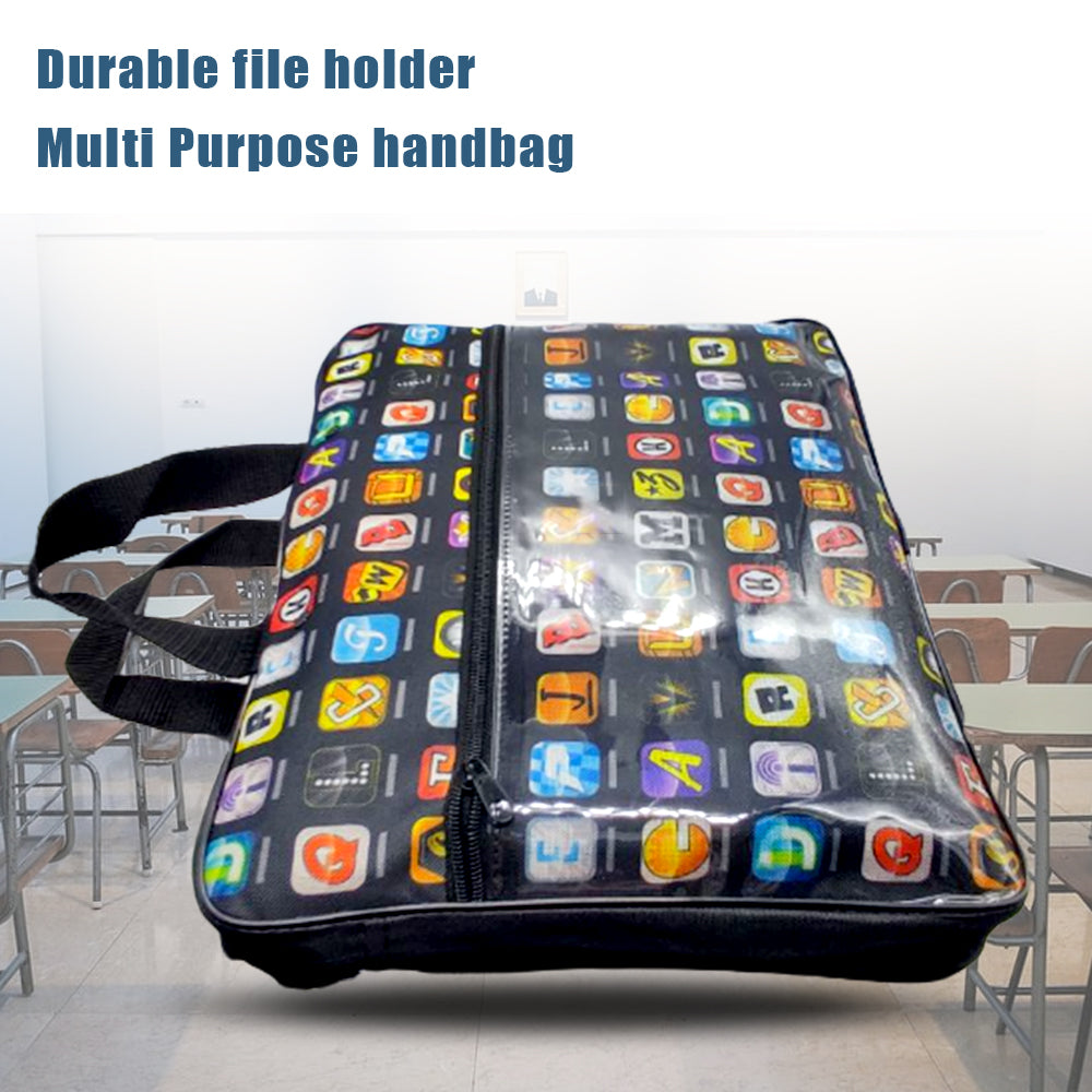 Portable Waterproof Document Bag A4 Size File Organizer Hand Carry Pouch with Zipper for Office & School (37x29cm)