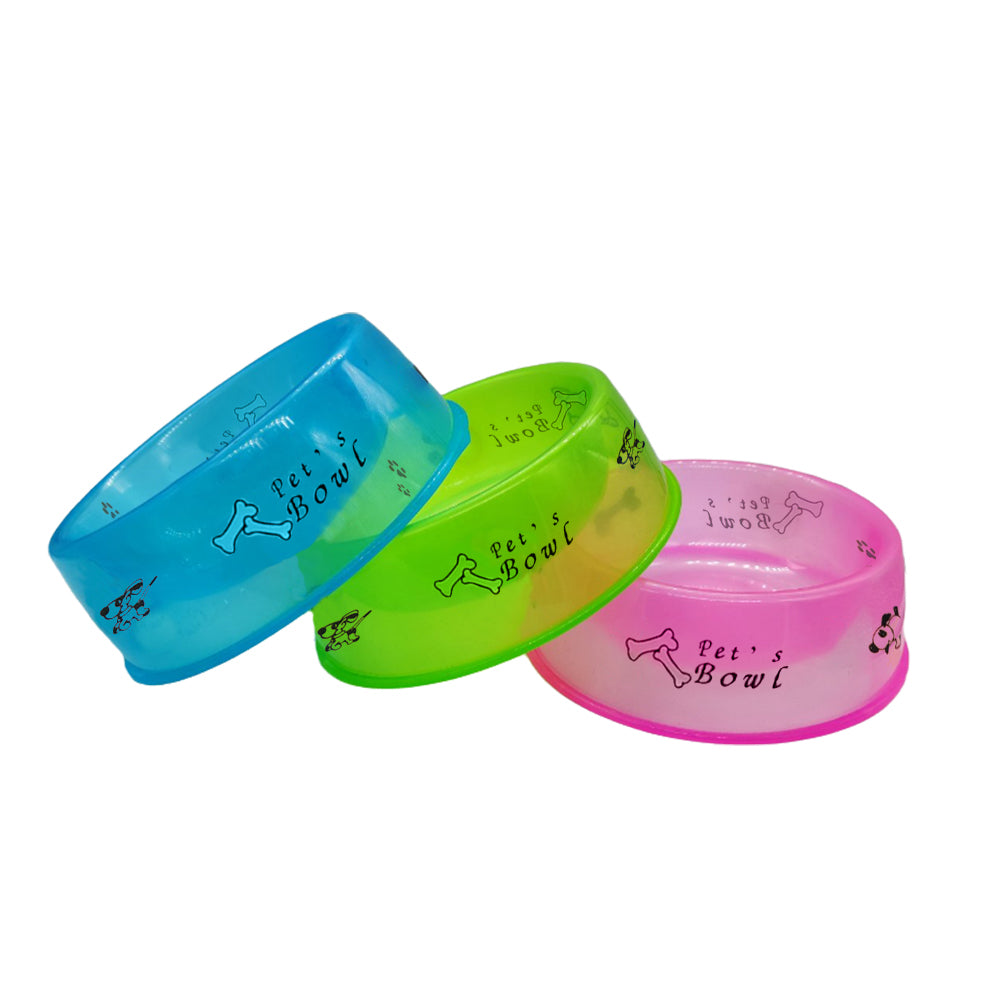 Colorful Plastic Pet Food and Water Bowl - Durable, Non-Slip Feeding Dish for Dogs and Cats