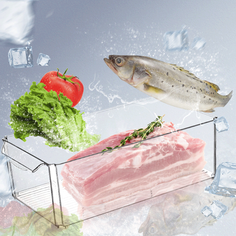 Transparent Refrigerator Storage Box | Large Plastic Food Container for Vegetables, Fruits, and Kitchen Organization