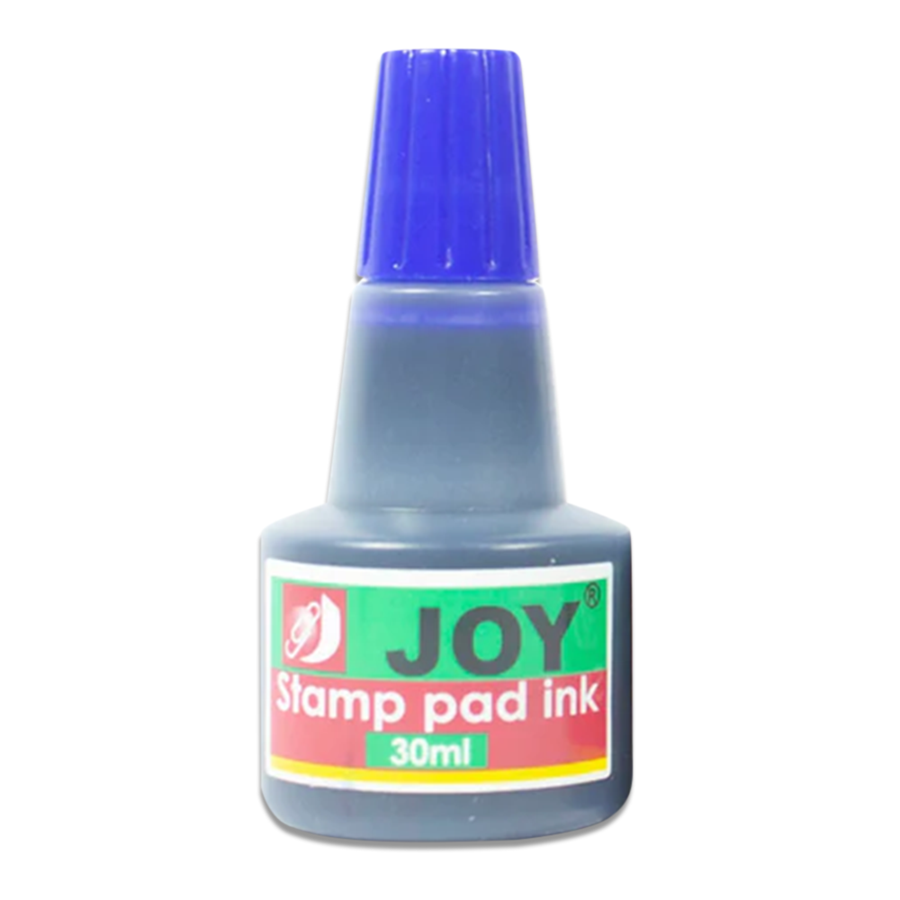 JOY Stamp Pad Ink 30ml - Long-Lasting, Fast-Drying, Refill Ink for Rubber Stamps (Blue, Purple, Black, Red)