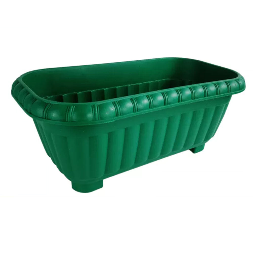 Rectangular Plastic Plant Pot with Elevated Base - Durable Green Gardening Box for Indoor & Outdoor Use