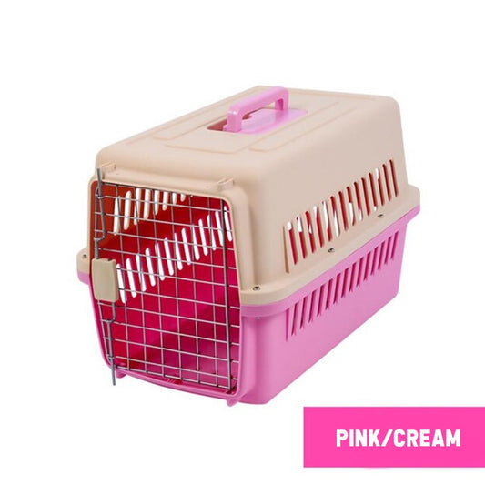Portable Pet Carrier Box for Cats & Small Dogs - Travel Cage with Secure Lock & Ventilation - Durable Plastic Crate