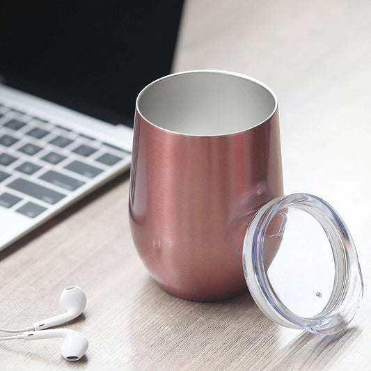 Stainless Steel Double Layer Vaccum Insulation Thermos Cup 12oz Egg Shaped Mug Jars