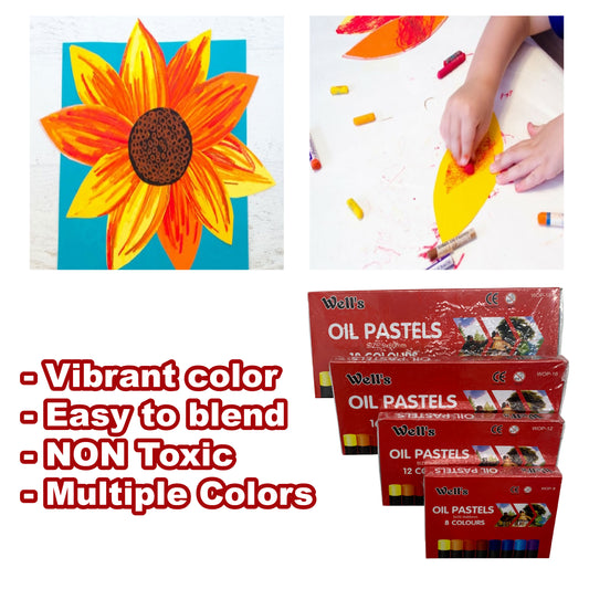 Oil Pastel 8/12/16/18 colors, Vibrant Color, Easy to Blend, for School Art
