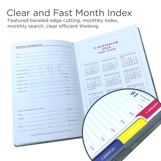 2025 Planner Notebook, Cute Book Business Office Notebook Weekly and Monthly Daily Plan Efficiency Plan, Leather Cover Planner Notebook