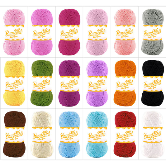 Crazy Touch Cotton Yarn, Colors Soft Worsted Hand Knitting Baby Yarn 8 Ply 50g Milk Cotton Yarn