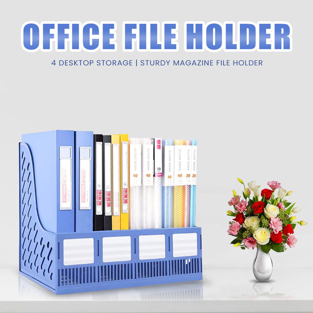 Office File Holder 4 Desktop Storage Book Paper Desk Rack Organizer Data Frame | Plastic File Basket | Storage Box