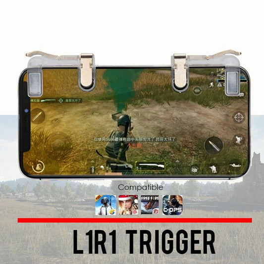 Phone Controller, Easy Intall to phone, Light Weight FreeFire, ROS, PUBG L1R1 Metal Gear Trigger