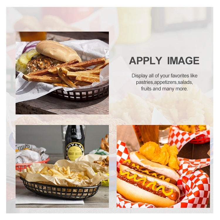 Plastic Food Serving Basket - Oval Fast Food Tray for Snacks, Fries, Burgers, Restaurants & Home Use