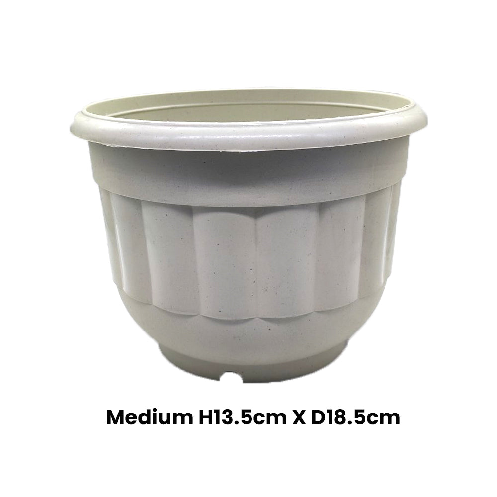 Medium White Plastic Round Flower Pot - Durable Outdoor & Indoor Planter for Home Garden, Herbs, and Decorative Plants