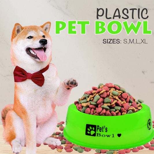 Durable Plastic Pet Food & Water Bowl for Dogs & Cats | Non-Slip Feeding Dish, Easy to Clean, Pink Color