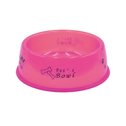 Colorful Plastic Pet Food and Water Bowl - Durable, Non-Slip Feeding Dish for Dogs and Cats