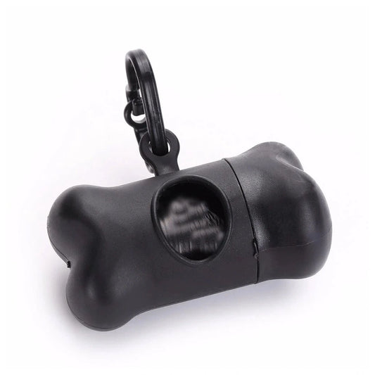 Nunbell Bones Dog Waste Poop Holder Black with free plastic waste roll refill