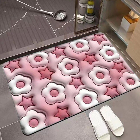 Non-Slip 3D Bathroom Rug, Absorbent Floor Carpet for Home & Bathroom"