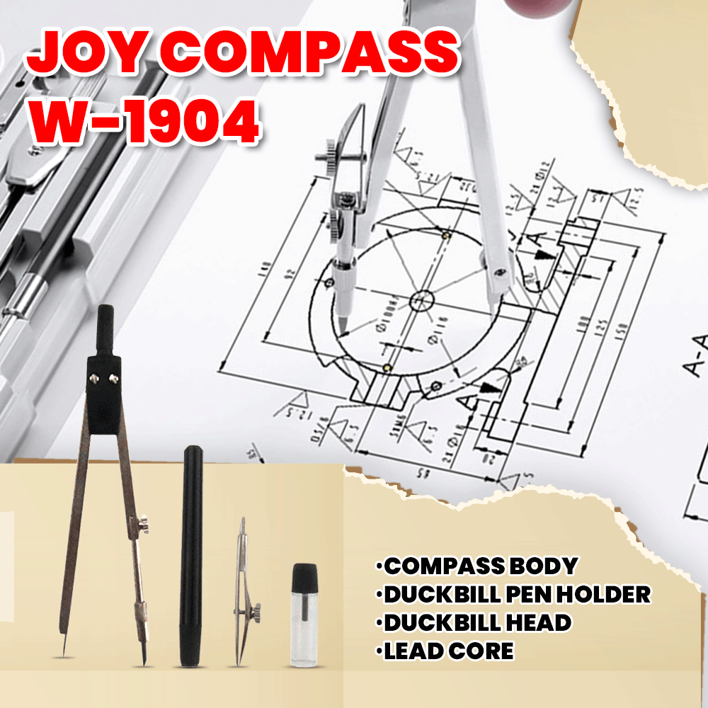 JOY Compass W-1904 Geometry Precision Compass for Drafting, Architecture Compass , School compass , Art Compass