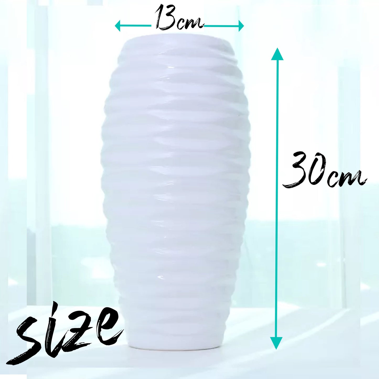 30cm Modern White Ceramic Flower Vase - Elegant Home Decor, Tabletop Centerpiece, Indoor & Office Decoration