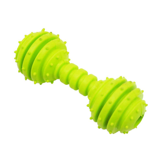 Durable Spiky Dumbbell Chew Toy for Dogs - Interactive Rubber Pet Toy for Teething, Dental Care & Training