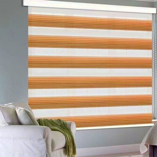 80x180cm Korean Combi Blinds Window Shades – Brown Zebra Roller Blinds Light Filtering UV Protection for Home & Office