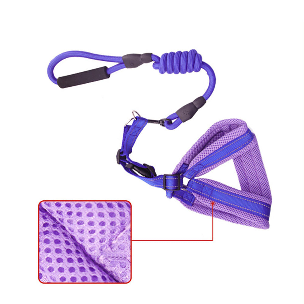 Adjustable No-Pull Dog Harness with Leash – Reflective Soft Mesh Pet Vest for Small & Medium Dogs