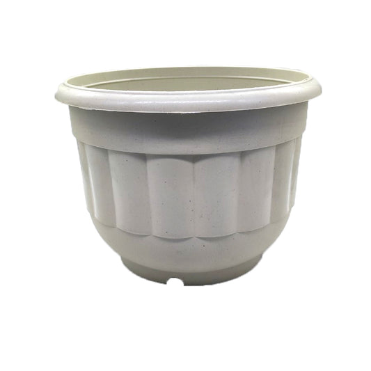 Medium White Plastic Round Flower Pot - Durable Outdoor & Indoor Planter for Home Garden, Herbs, and Decorative Plants