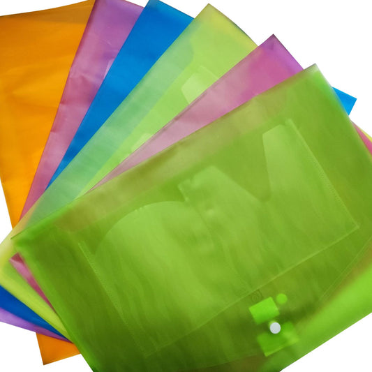 Joy Plastic Envelope Colored wave plastic w/ CD and Disk Holder Document File Long Plastic Envelope with Snap Button Closure
