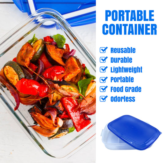 Lunch Box with Partition – Single-Layer Food Container | Transparent Bottom | Snap-On Plastic Carrier | Durable & Reusable | Compact & Lightweight