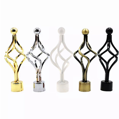Modern Metal Curtain Rod Finial Decorative End Cap | Elegant Window Drapery Pole Accessory - Gold, Silver