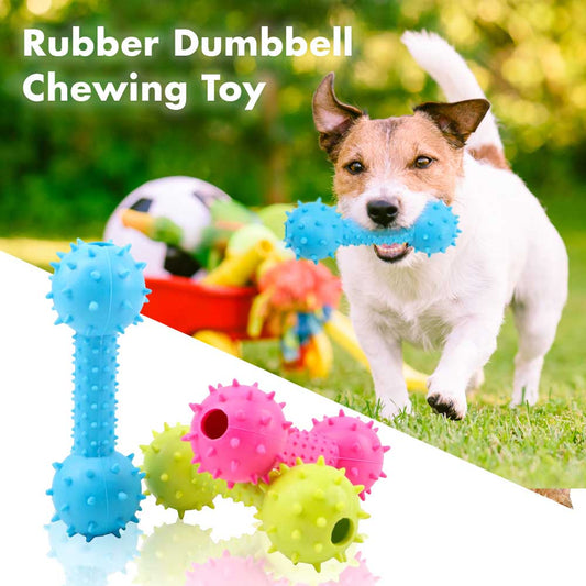 Pet rubber barbell environmentally friendly spiny dumbbell training dog pet cat dog bite-resist
