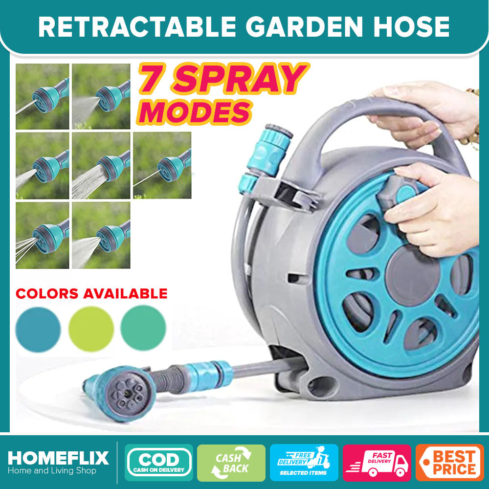 Retractable Garden Hose with 7 Spray Modes 10meters Retractable Hose