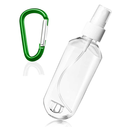 50ml Refillable Spray Bottles with Carabiner Clip – Portable Travel Dispenser for Hand Sanitizer, Mist, Liquids
