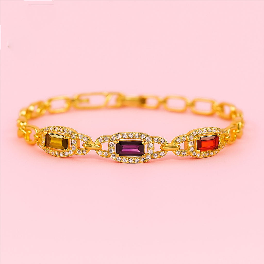 18K Gold, Silver & Rose Gold Bracelet – Elegant Women's Accessories