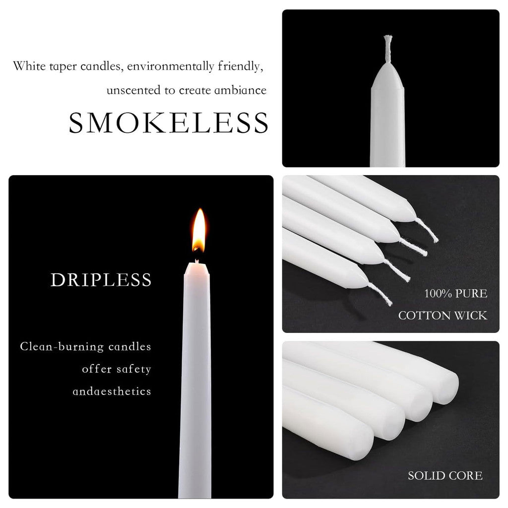 Esperma White Candle 20pcs/1pack – Dripless Smokeless Taper Candles for Prayer, Decor, Events