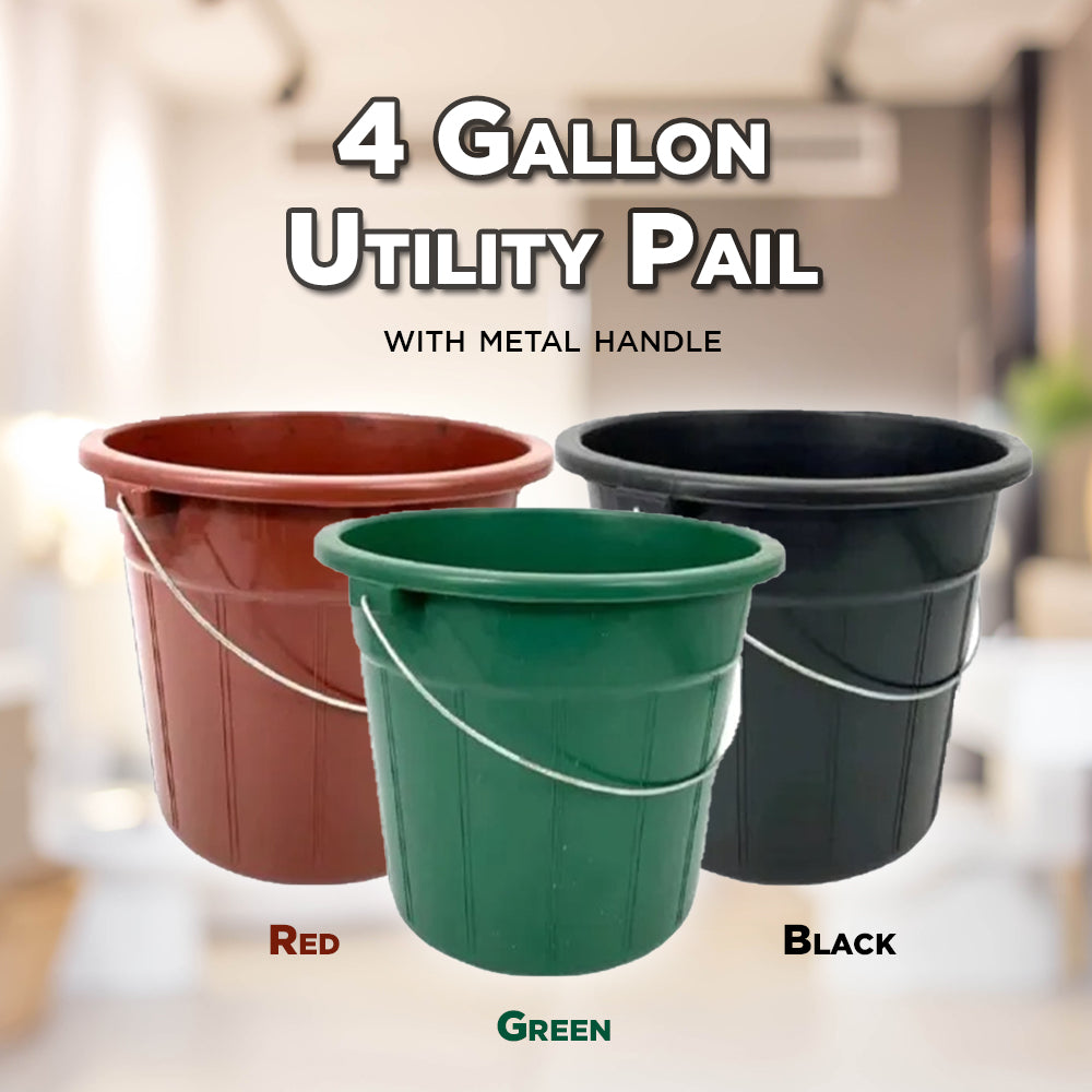 Water Container Pail, Water Bucket Utility Pail With Metal Handle, Balde 4 Gallon Capacity