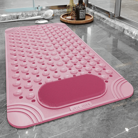 Non-Slip Massage Shower Mat with Suction Cups | Bathroom Foot Scrubber & Exfoliator | Anti-Slip Bath Mat 36x69cm