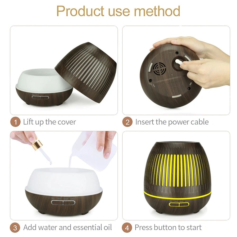 Aroma Diffuser Air Purifier With LED Lamp 7 Color Changing LED Lights Electric Wood Grain Aroma Essential Oil Diffuser Ultrasonic Air Humidifier