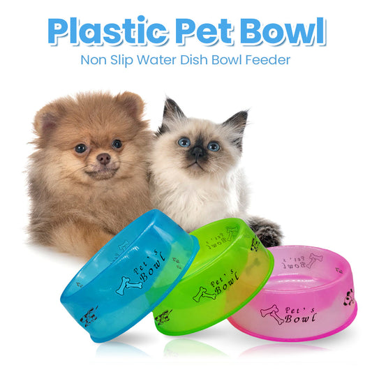 Pet's Feeding Bowl Easy Clean Cute Plastic Bowl No-Spill Food Water Feeder