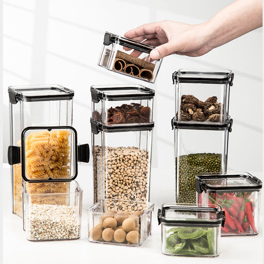 Airtight Food Storage Containers Set – Clear Plastic Stackable Jars with Locking Lids for Kitchen Pantry Organization