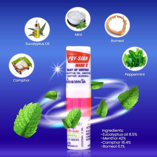 1pc POY SIAN 2in1 Inhaler and Liniment Mark 2 Thailand Nasal Inhaler Peppermint Barrel Oil
