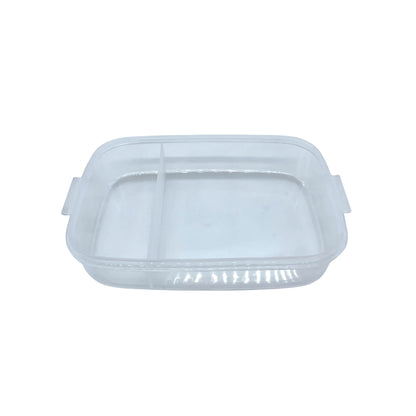 3-Layer Lunch Box with Partition – Stackable Bento Box | Transparent Bottom | Snap-On Plastic Carrier | Reusable & Lightweight Food Container