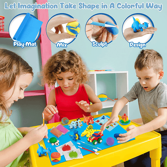 JOY Multi-Colored Clay for Kids - 12 Bright Colors | Non-Toxic, Reusable, Safe for Children | DIY Arts & Crafts Toy