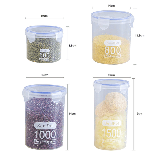 Airtight Food Storage Container - BPA-Free Plastic Seal Pot with Locking Lid for Dry Goods & Kitchen Storage