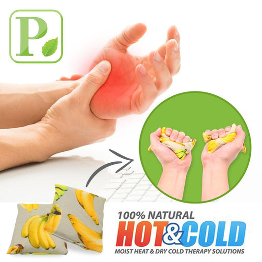 Eco-Friendly Stress Relief Hand Warmer, 8x8cm Herbal Therapy Pack, Reusable Heat & Cold Pad with Banana Print