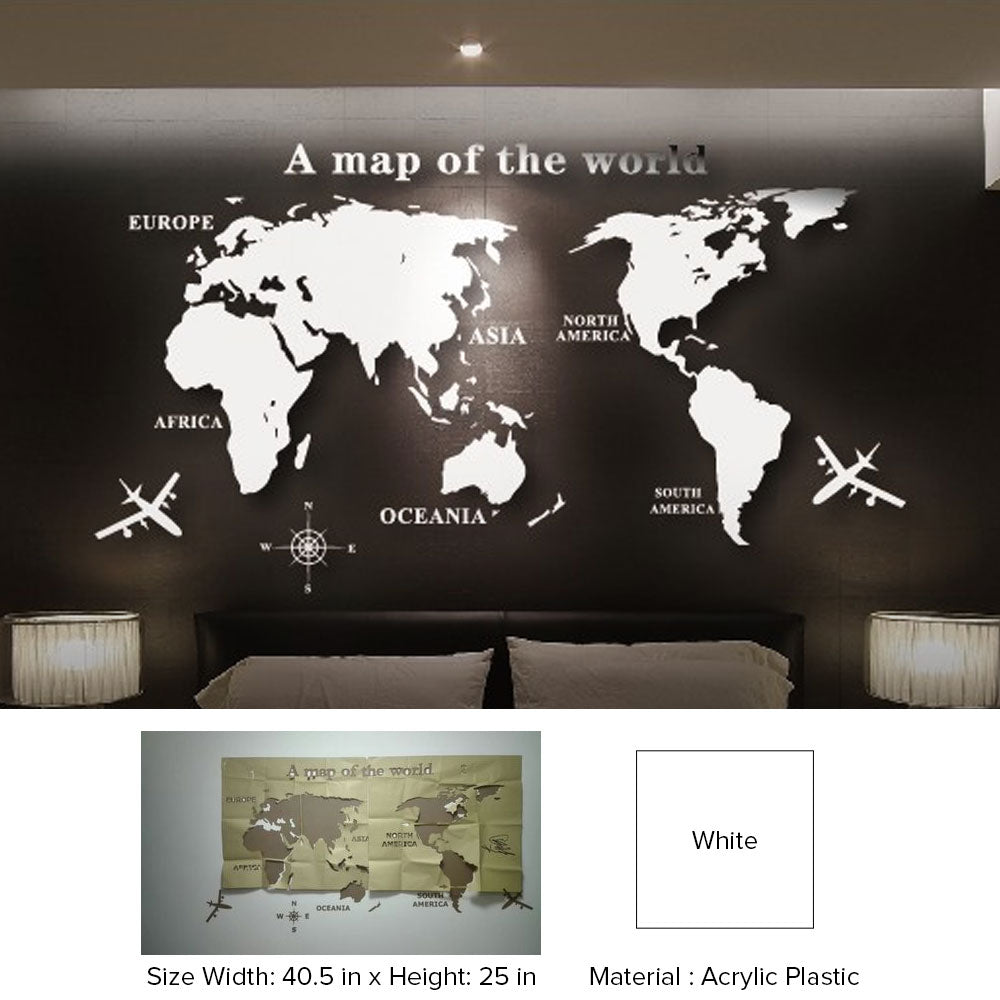 DIY Wall Sticker World Map For Office Living Room TV Background Home Decoration Mirror Wallpaper