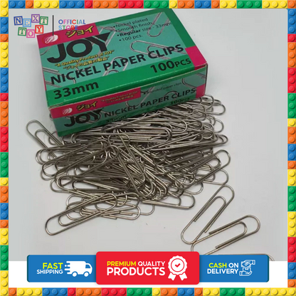 100 Pcs, Per Box Nickel Paper Clips, Suitable for Office, School Document Organizing, And Daily Use