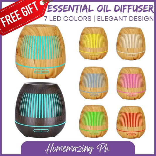 Aroma Diffuser Air Purifier With LED Lamp 7 Color Changing LED Lights Electric Wood Grain Aroma Essential Oil Diffuser Ultrasonic Air Humidifier