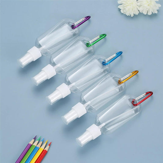 50ml Refillable Spray Bottles with Carabiner Clip – Portable Travel Dispenser for Hand Sanitizer, Mist, Liquids