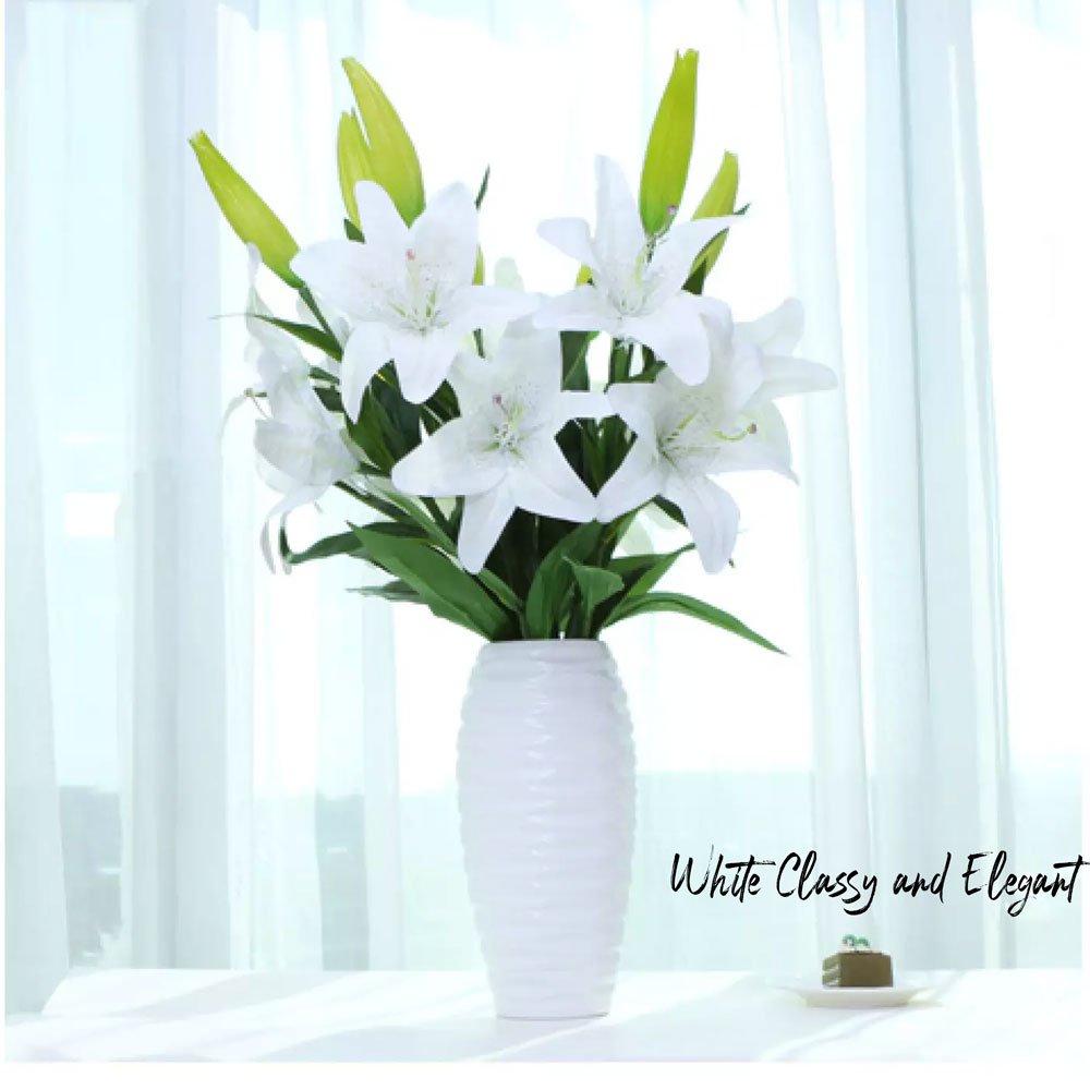 30cm Modern White Ceramic Flower Vase - Elegant Home Decor, Tabletop Centerpiece, Indoor & Office Decoration