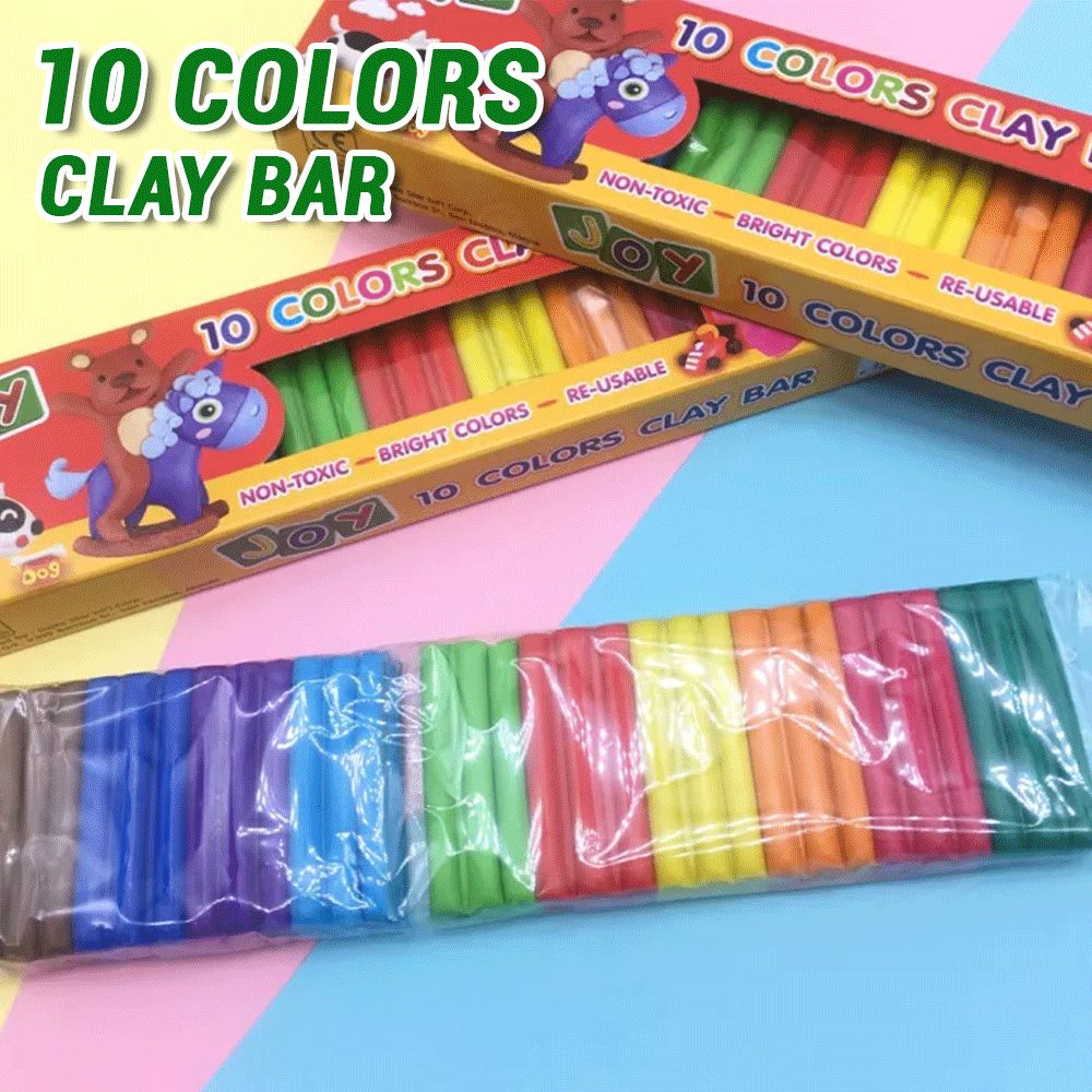 Joy Multi-Colored Modeling Clay 10 Colors Clay Bar Reusable Crafts Materials Arts Baking Clay Blocks